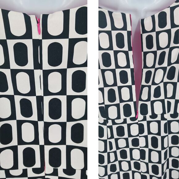 Jessica Howard Black White Pink Geometric Print Sleeveless Dress Mod Vibes Sz12 - Picture 6 of 9
